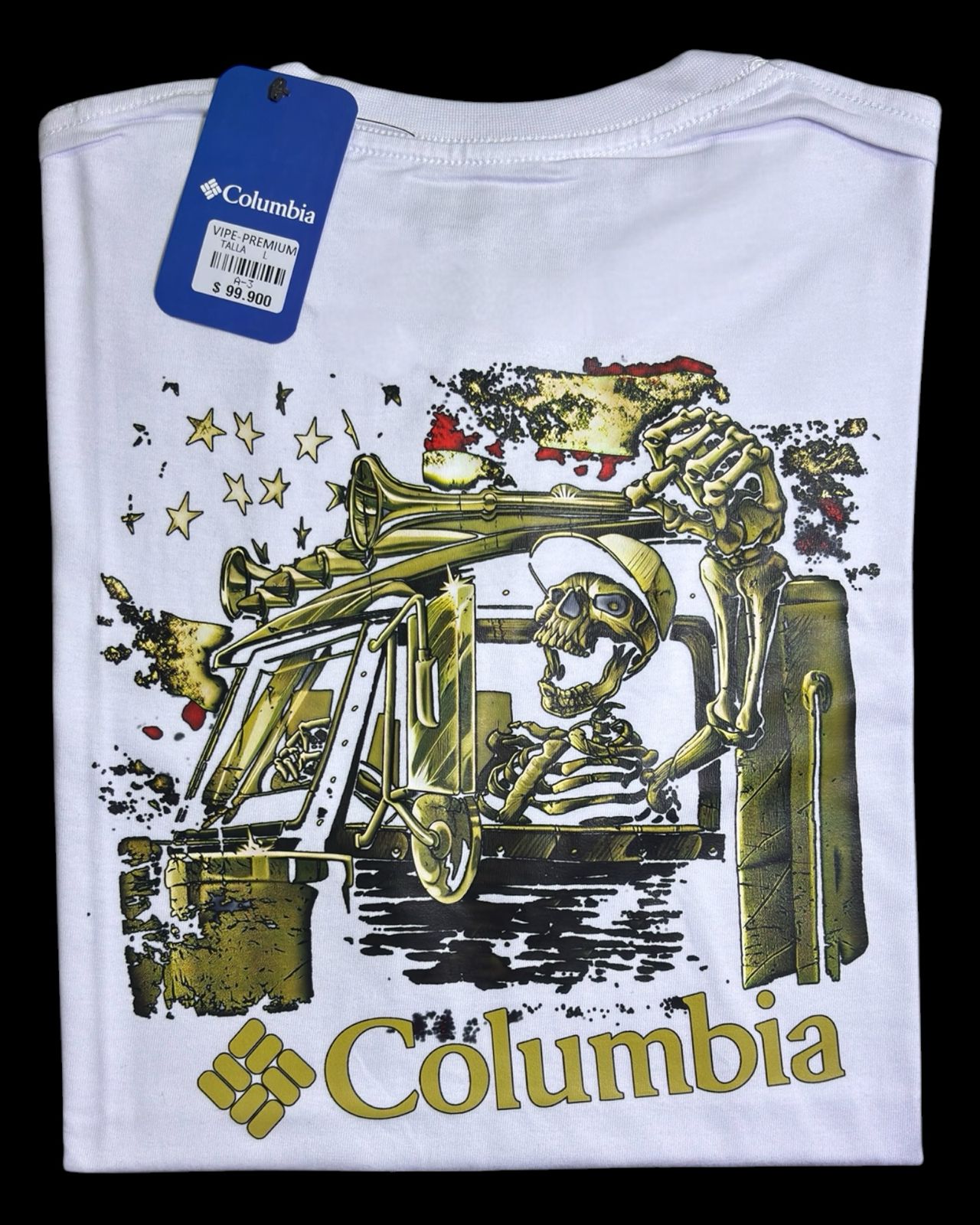 camiseta blanco calavera talla L - estilo aventura