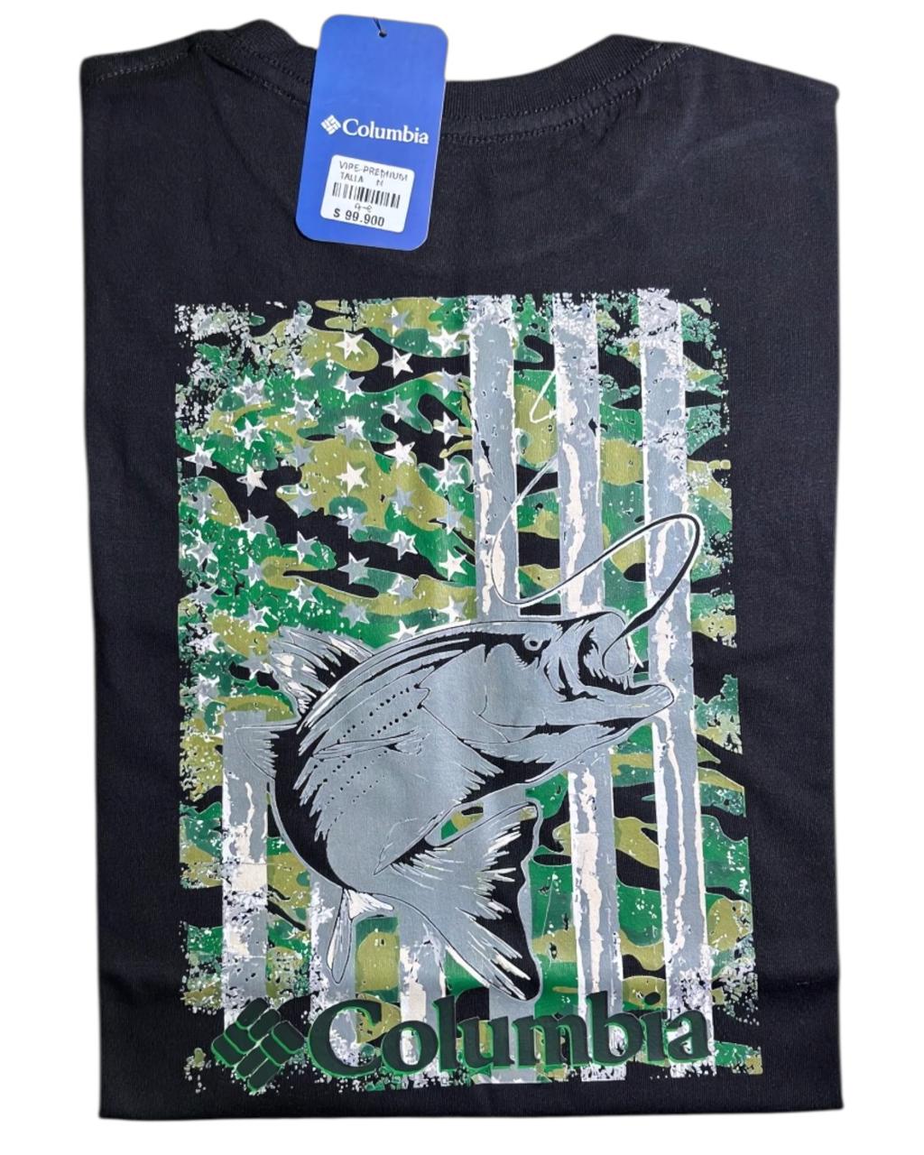 camiseta negro pesca - estilo aventura