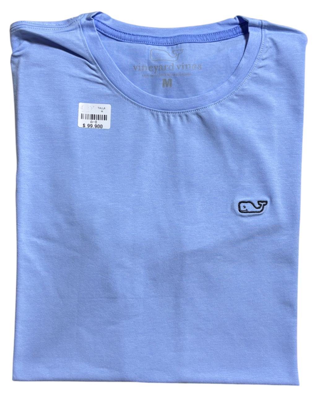 camiseta tela fria azul medio bordada