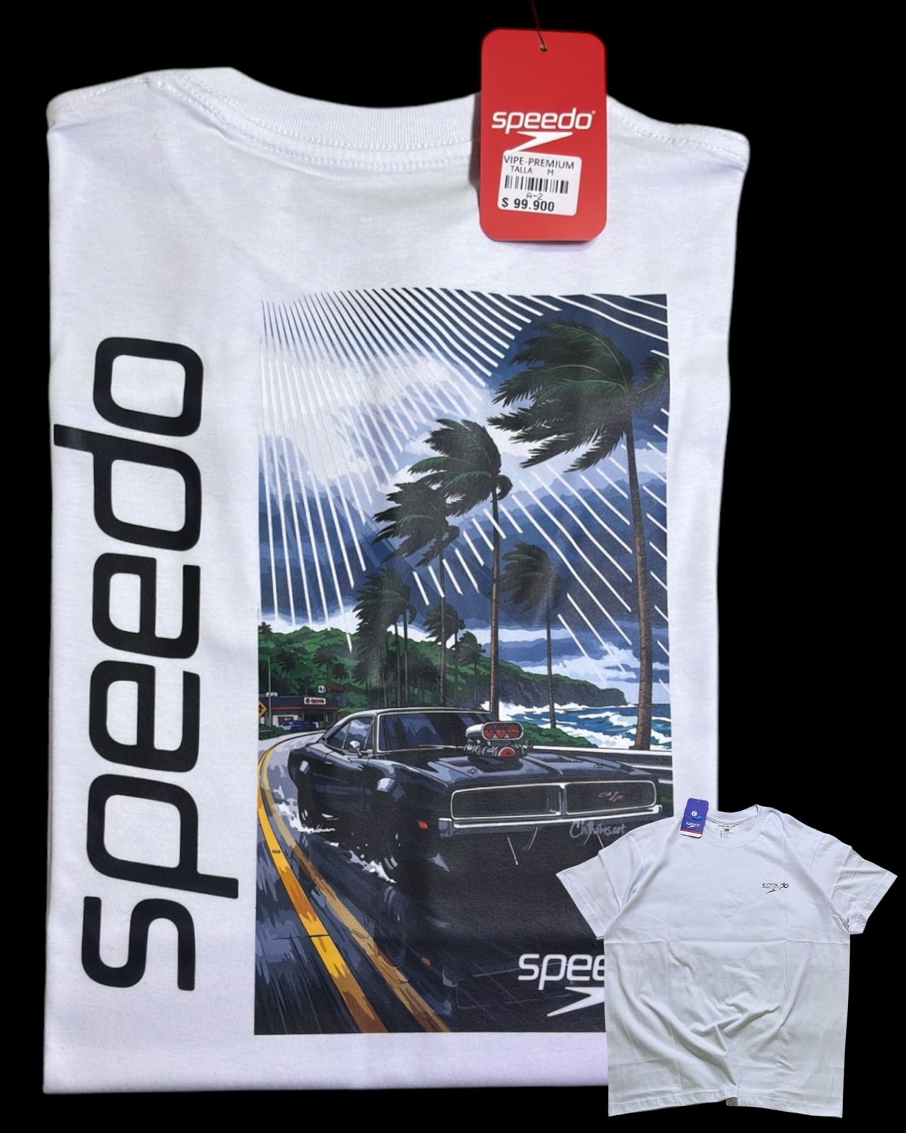 camiseta blanco car - estilo playero