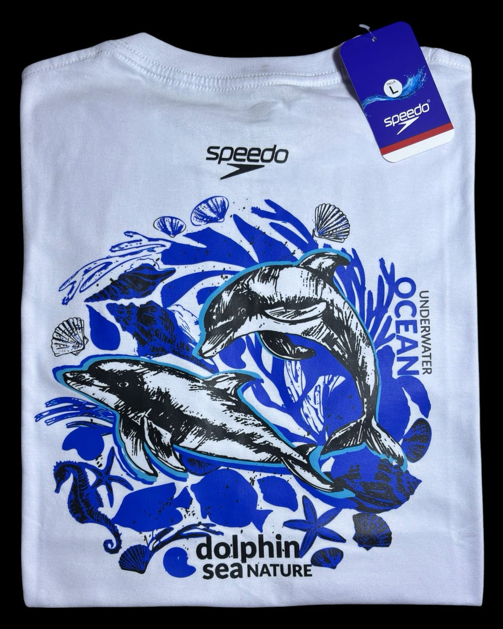 camiseta blanco dolphin talla L - estilo playero