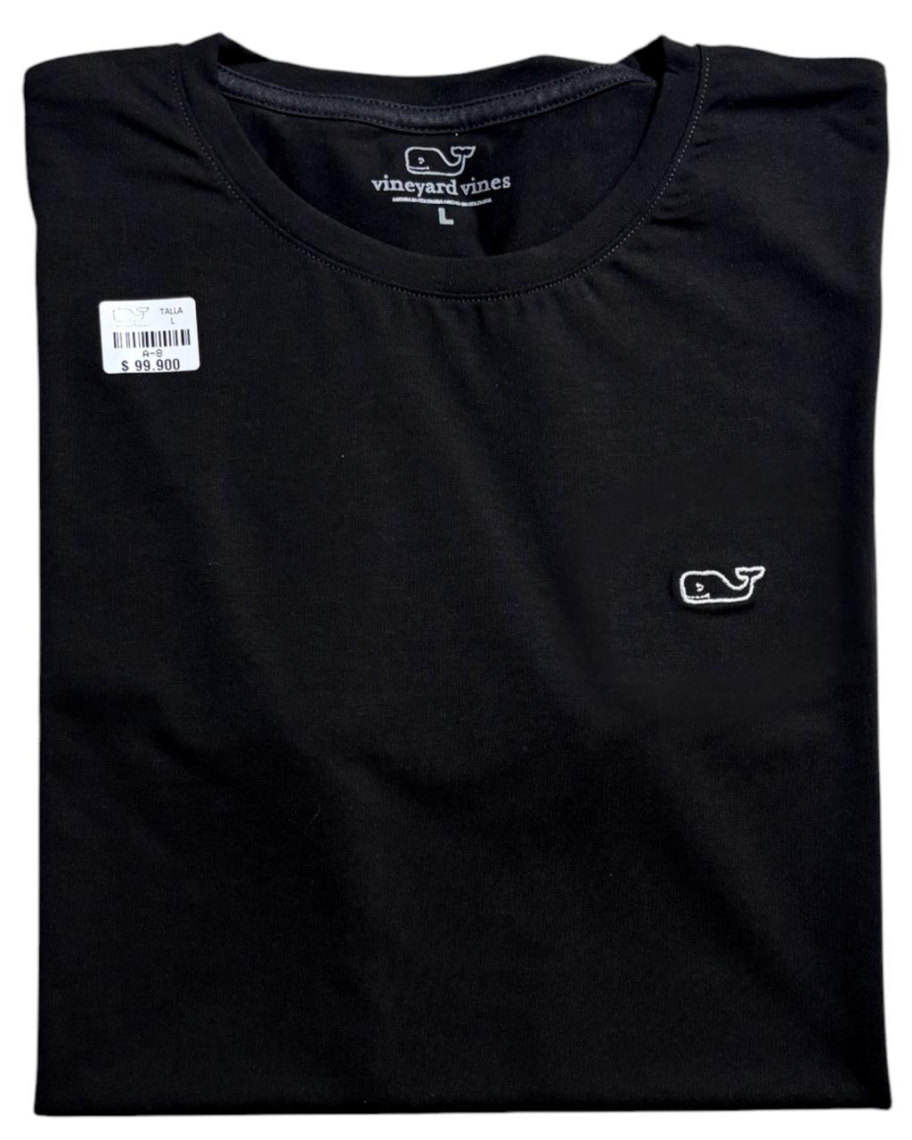 camiseta tela fria negro bordada