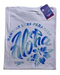 camiseta blanco aloha  talla XL - estilo playero