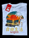 camiseta blanco car - estilo playero