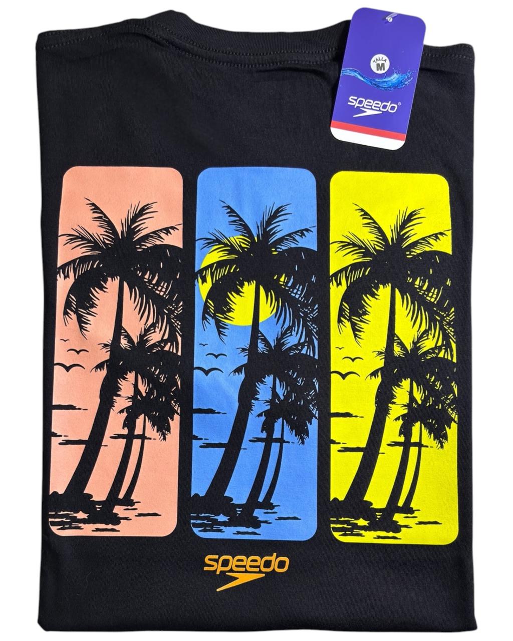 camiseta negro palma - estilo playero