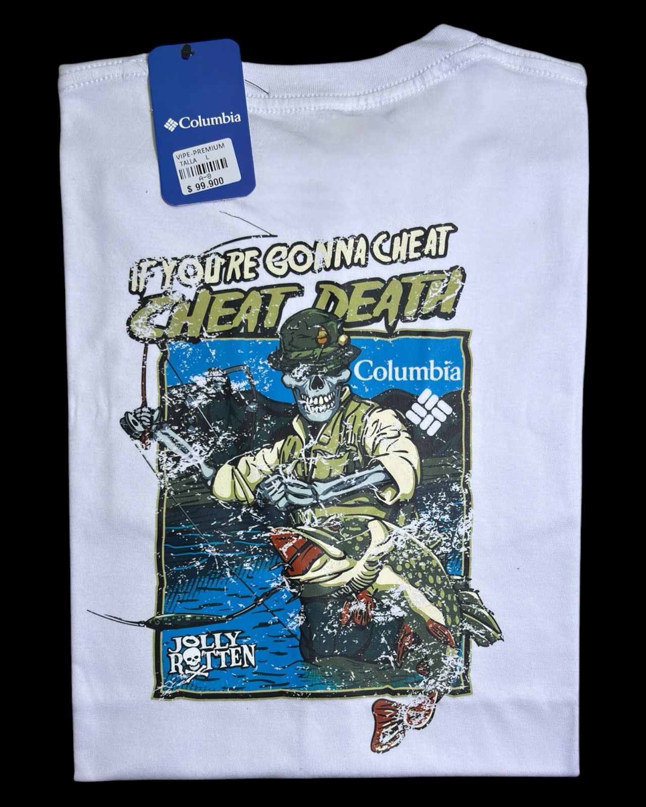 camiseta blanco calavera talla L - estilo aventura