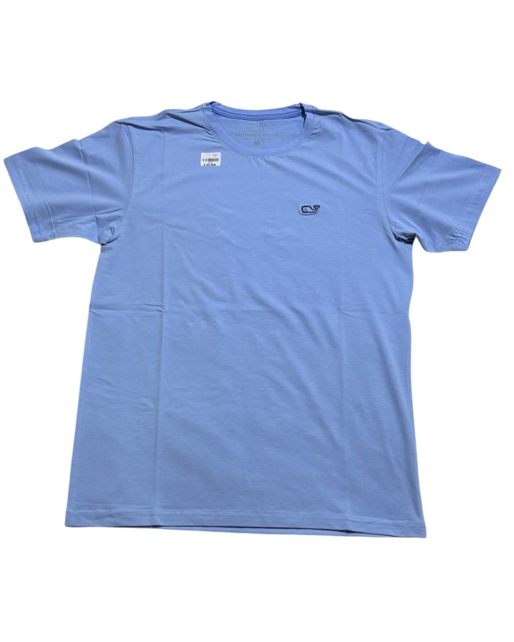 camiseta tela fria azul medio bordada