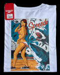 camiseta blanco girl tiburon talla L - estilo playero