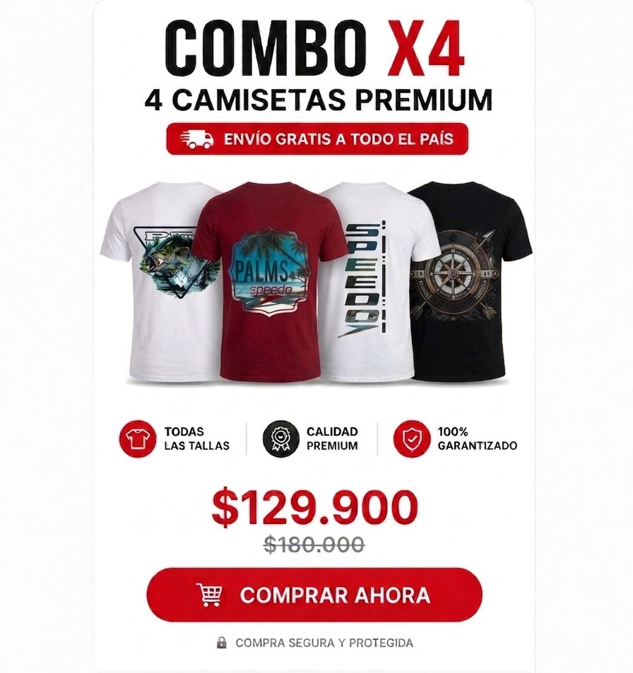 COMBO 4 CAMISETAS PLAYERAS PREMIUM