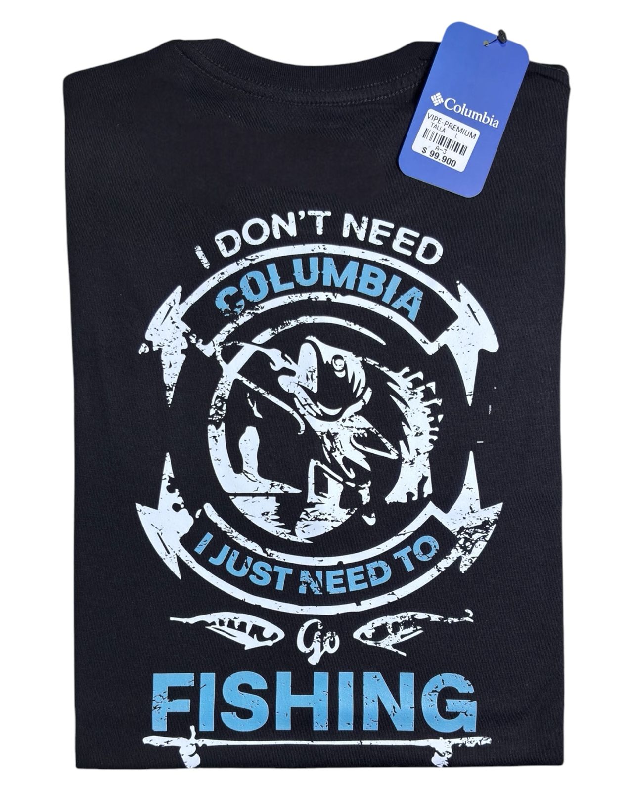 camiseta negro pesca talla L - estilo aventura
