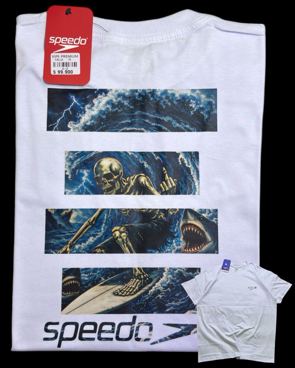 camiseta blanco calavera - estilo playero