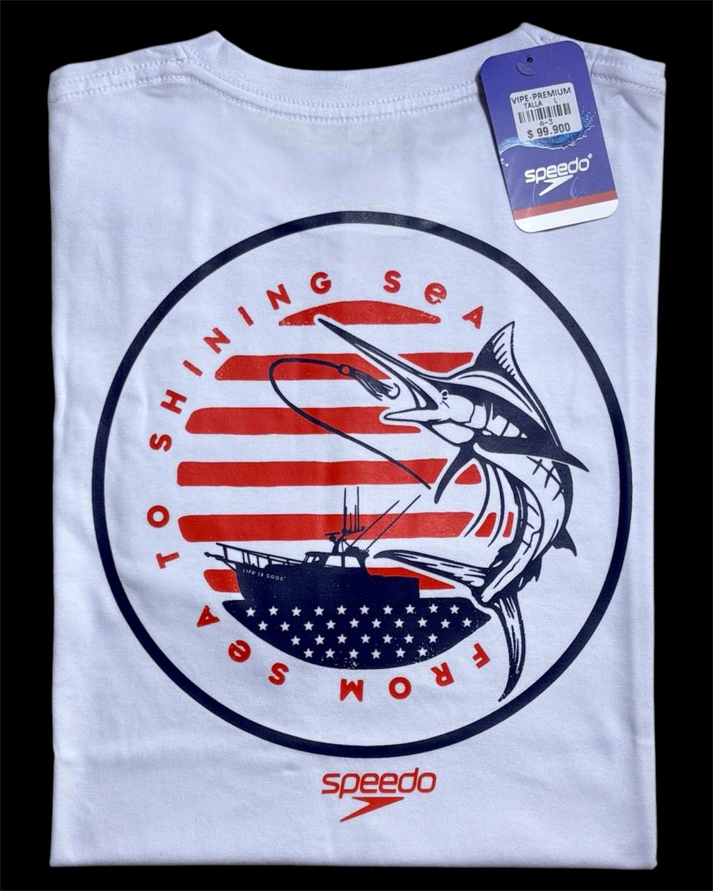 camiseta blanco marlin - estilo playero