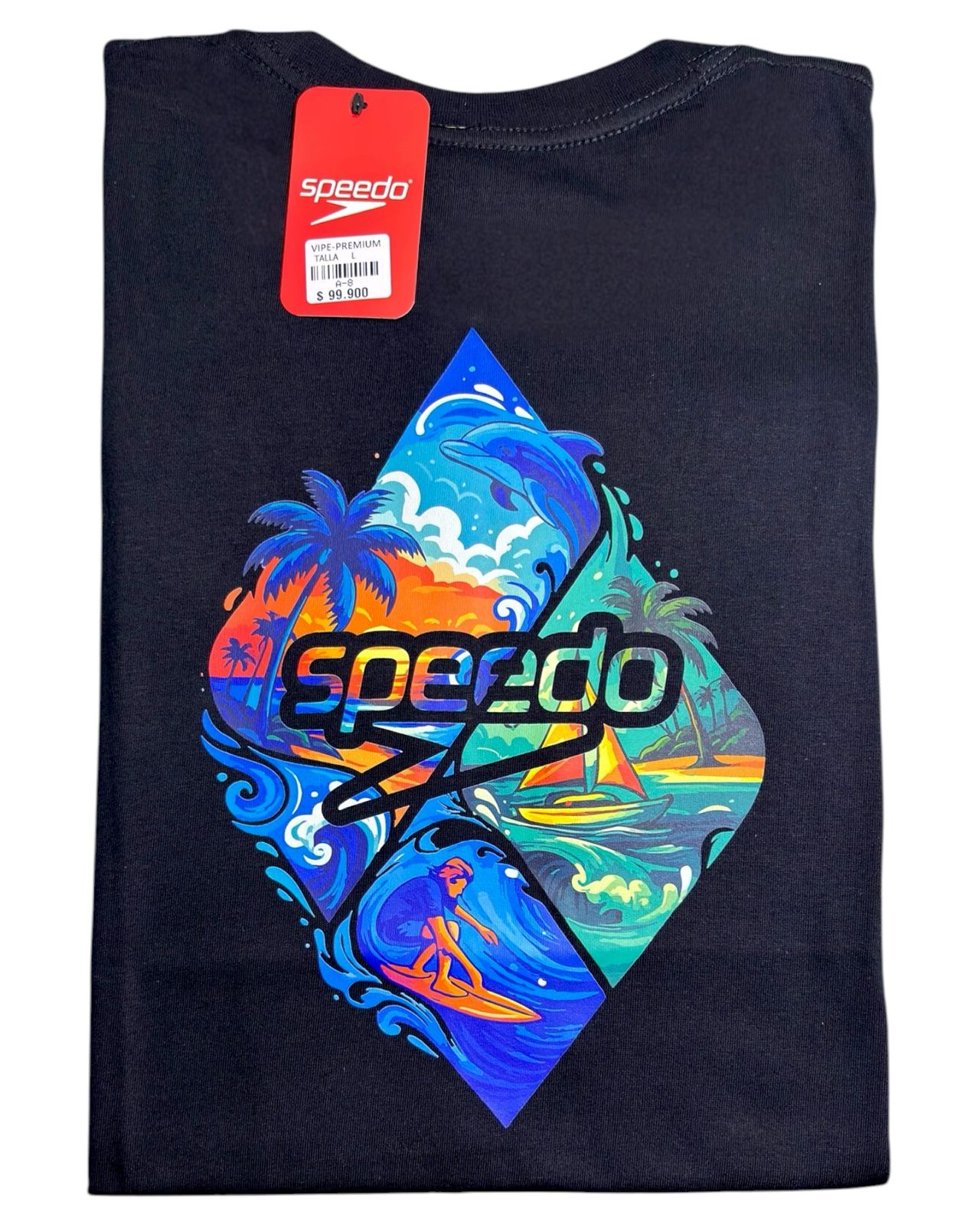 camiseta negro dolphin talla L - estilo playero