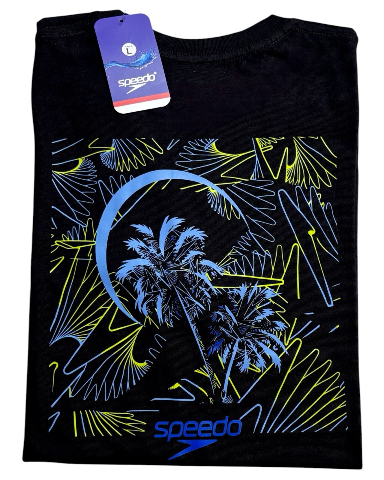 camiseta negro palm- estilo playero