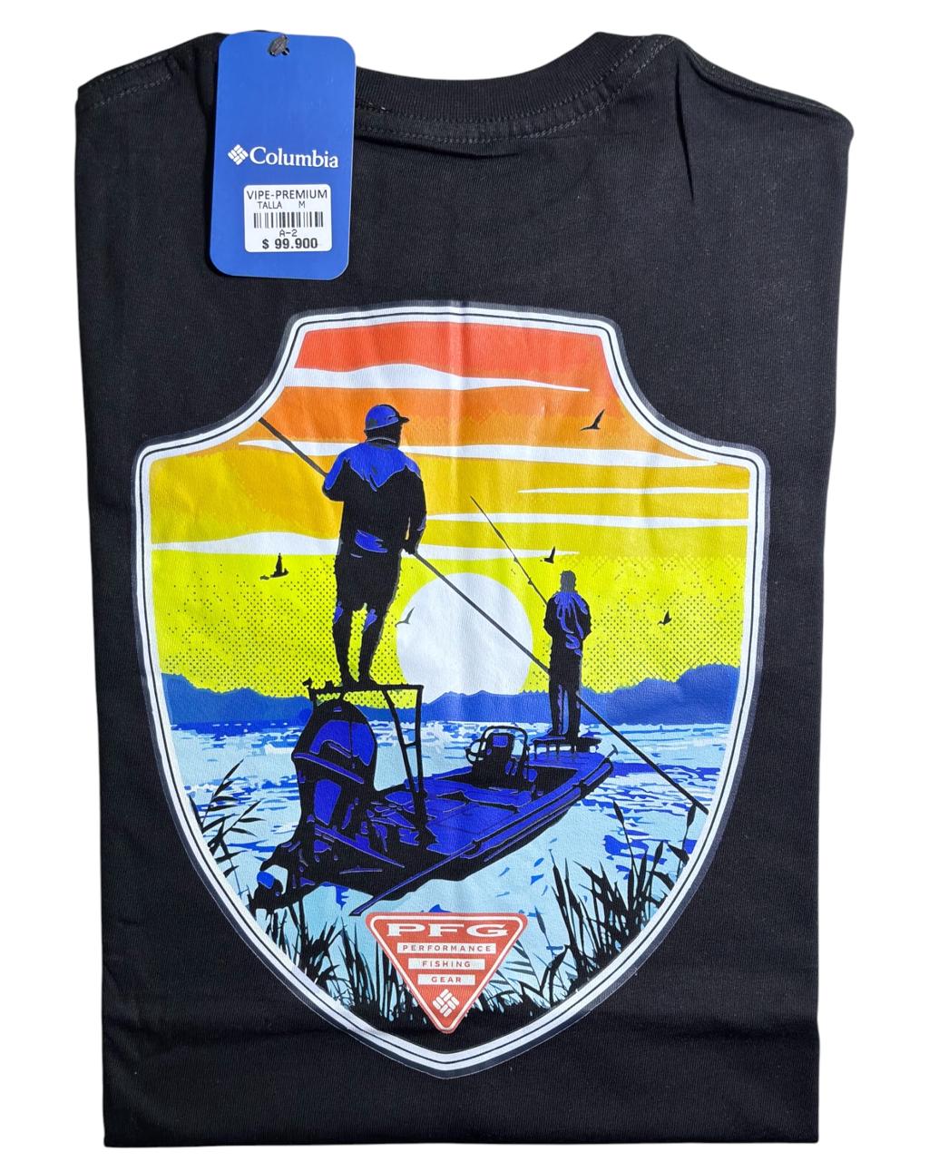 camiseta negro pesca - estilo aventura